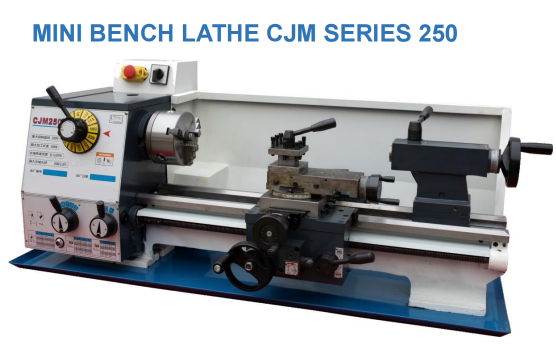 CJM Series 250 Mini Bench Lathe: Compact Machine with High Precision and Powerful Turning Performance