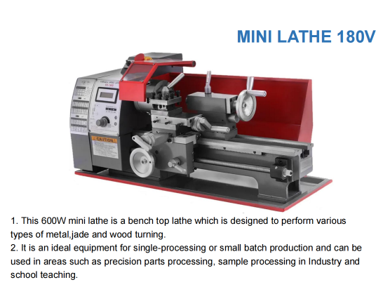 MINI LATHE 180V | Compact Bench Top Lathe for Precision Metal, Wood and Jade Turning